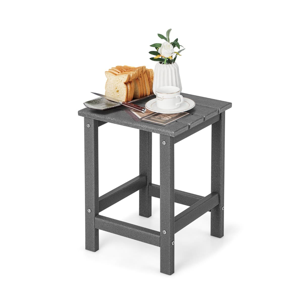 Table Basse de Jardin en HDPE L36 x P36 x H47 CM Anti-UV Charge max.:100 KG Table d’Appoint Intérieu