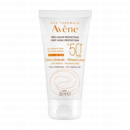 AVÈNE Solaire minéral -Crème solaire peaux intolérantes SPF50+ tube 50ml